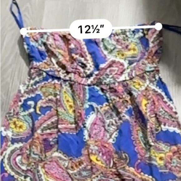 Banana Republic Factory Blue & Pink Multi Paisley Print Strapless Maxi Dress 4 - Picture 7 of 9